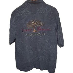 Tommy Bahama Embroidered‎ Challenge Camp Shirt Logo Panelback 100% Silk Men's L